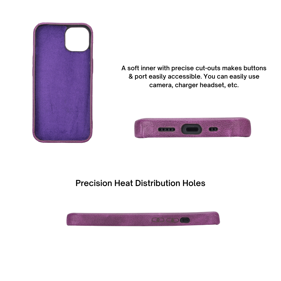 iPhone 13 (6.1") Full Leather MagSafe Snap On Case - Purple