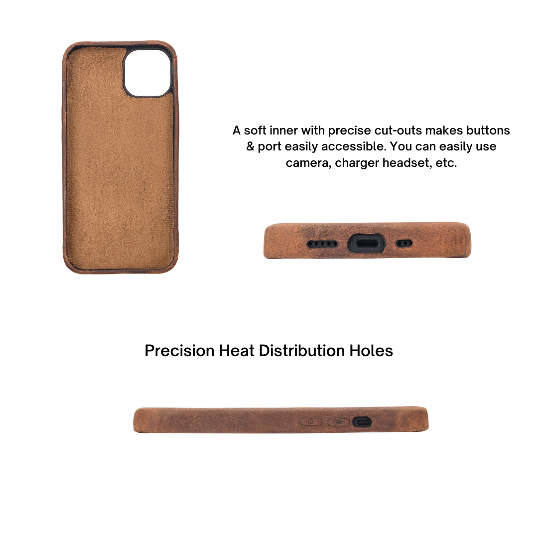 13 (6.1") Full Leather MagSafe Snap On Case - Teak Brown