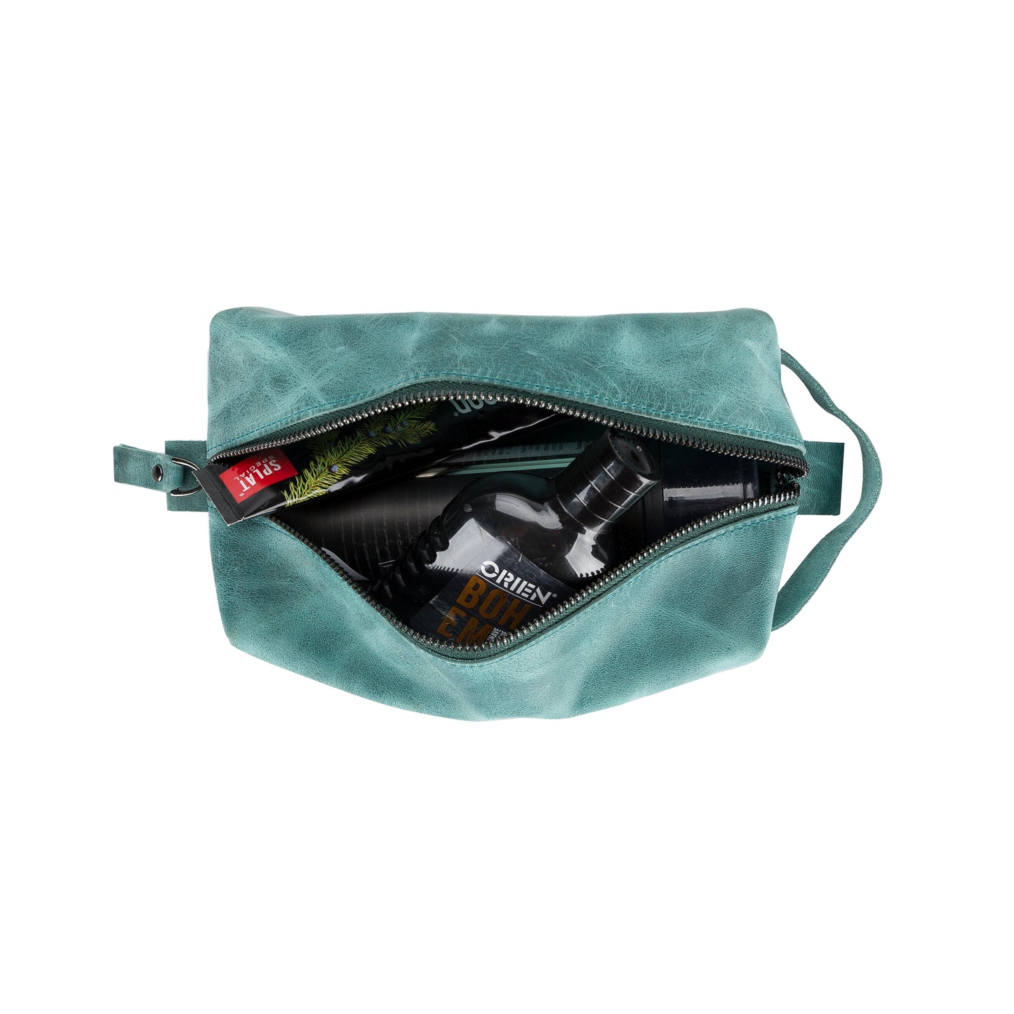 Leather Women Make Up Bag - Antic Green