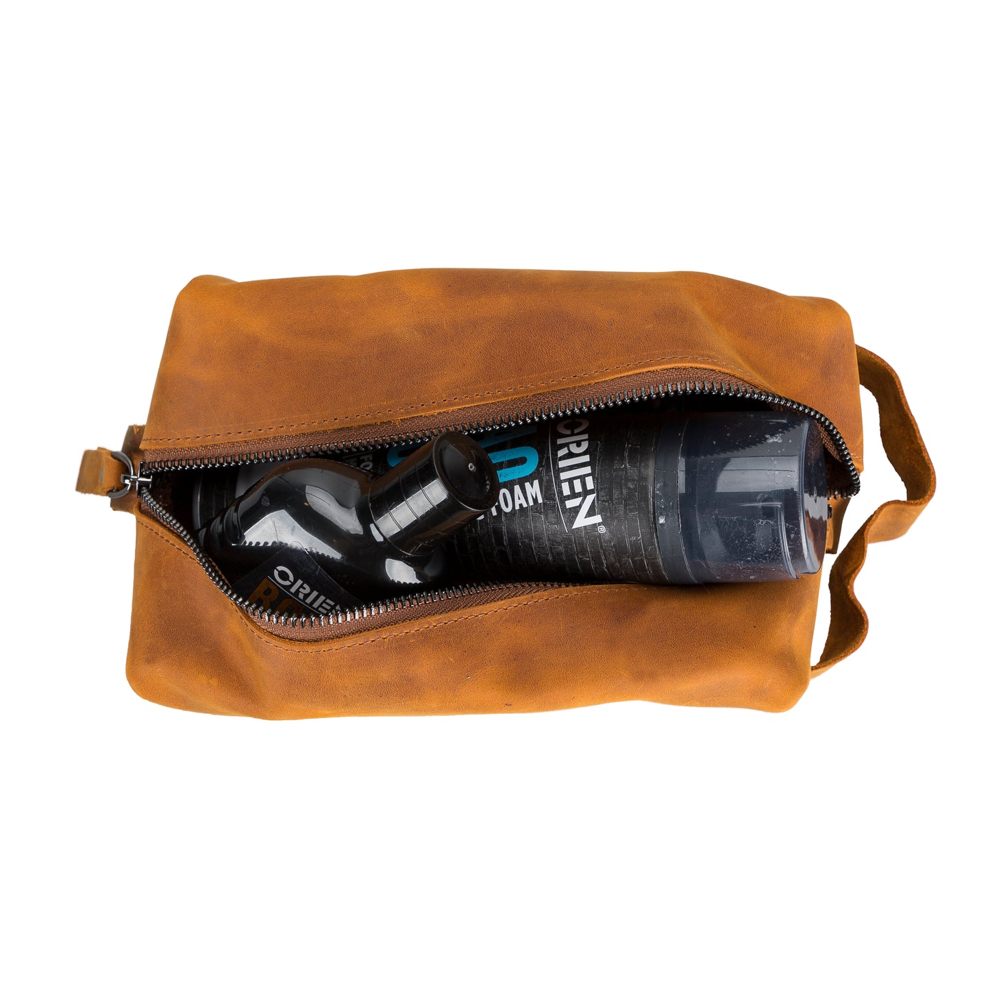 Leather Women Make Up Bag - Dark Brown