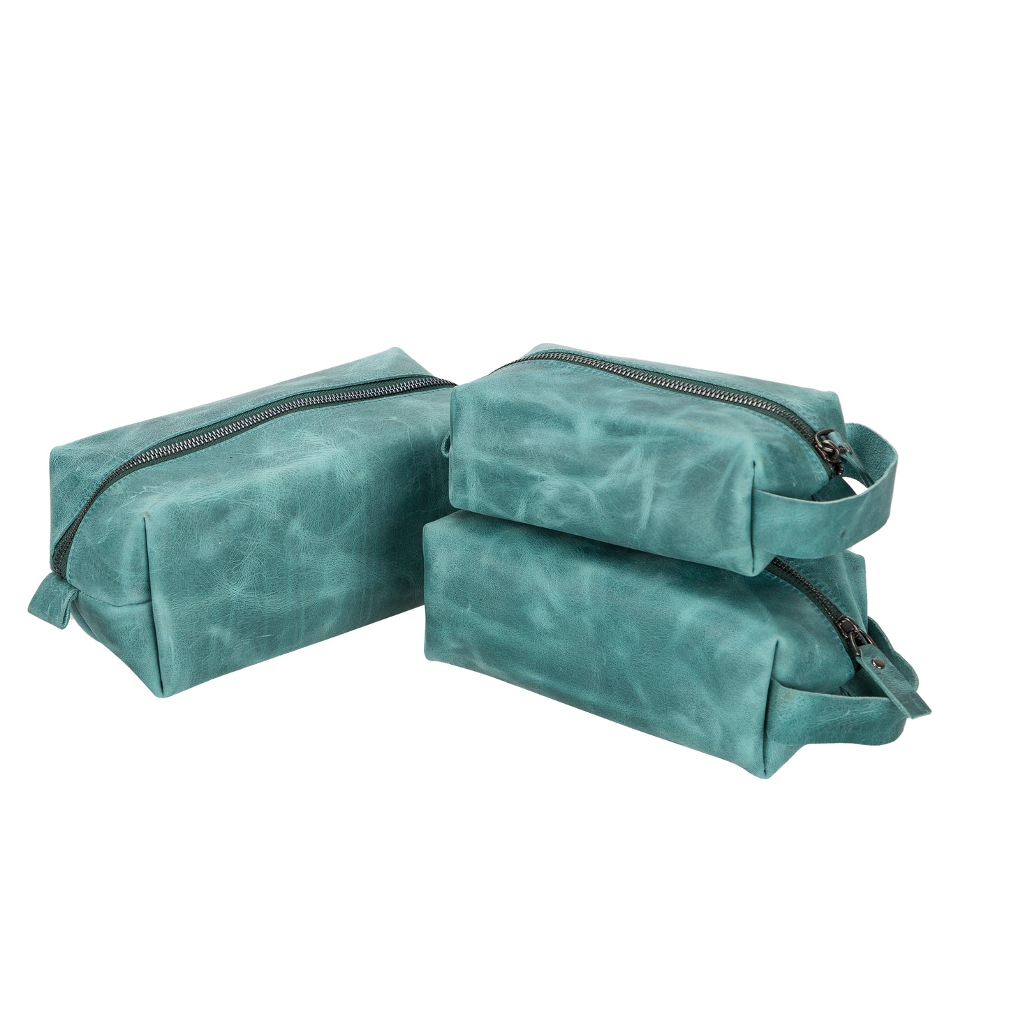 Leather Women Make Up Bag - Antic Green