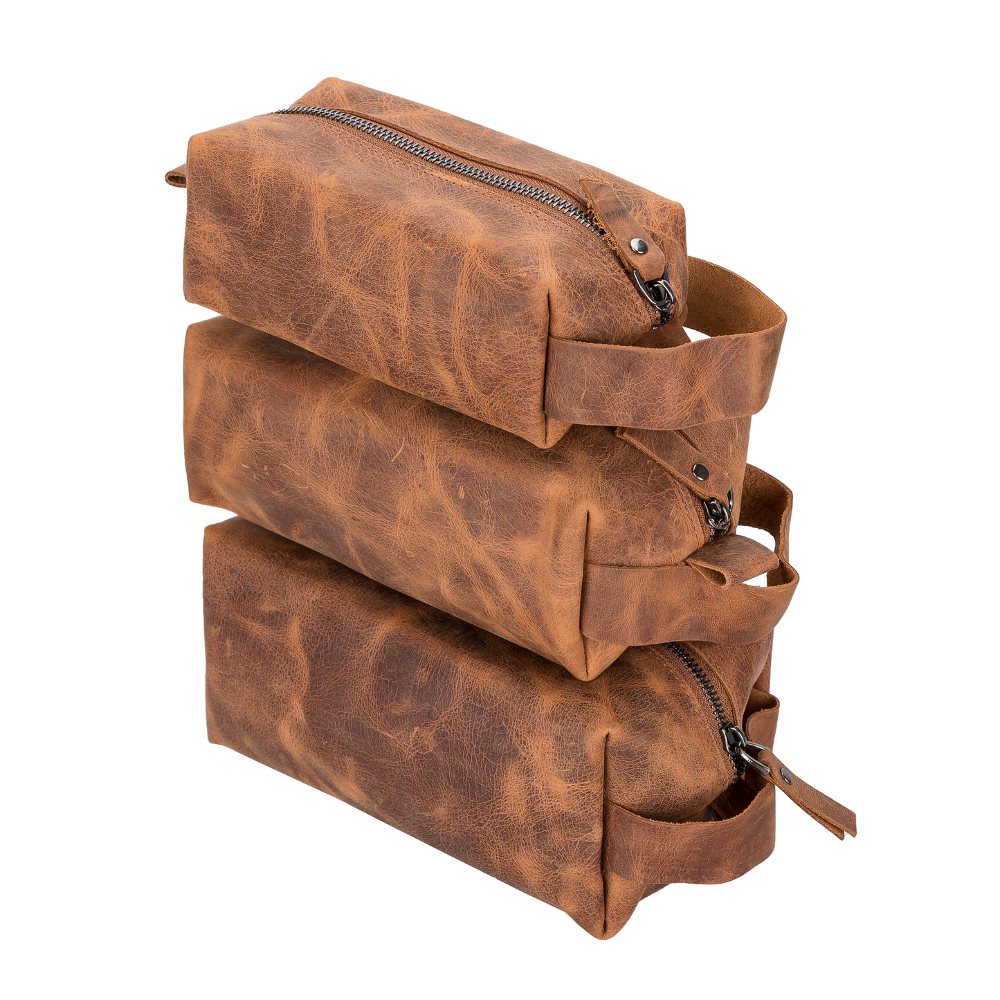 Leather Women Make Up Bag - Antic Brown