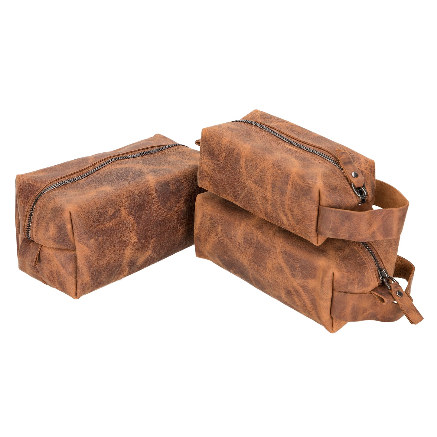 Leather Women Make Up Bag - Antic Brown