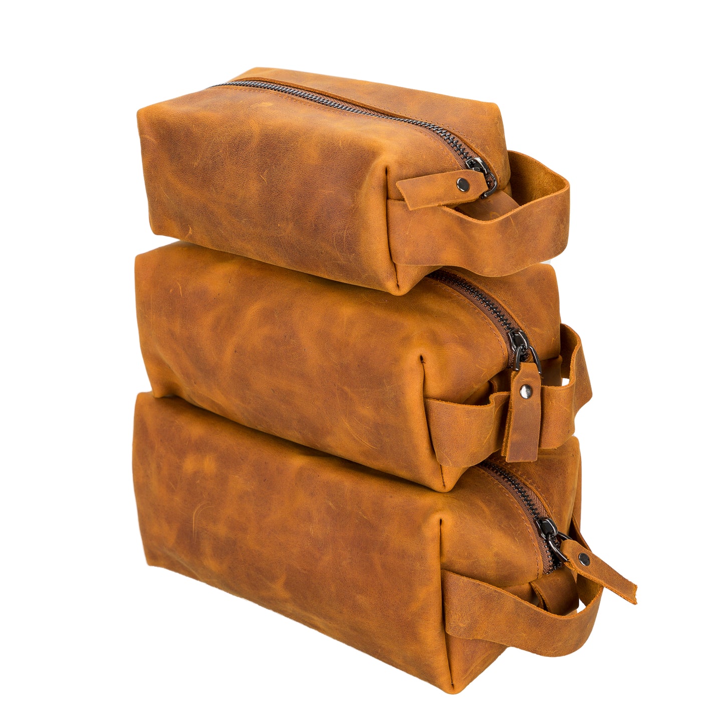 Leather Women Make Up Bag - Dark Brown
