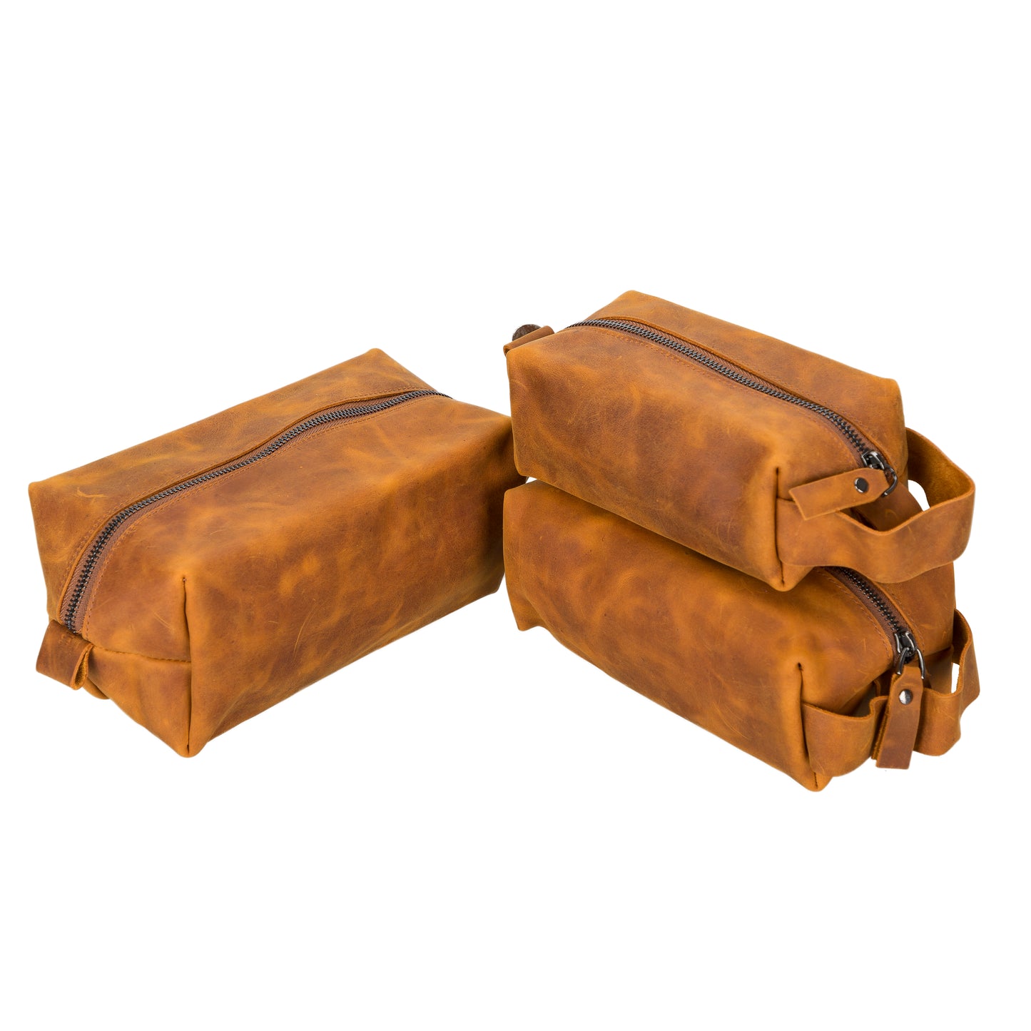 Leather Women Make Up Bag - Dark Brown