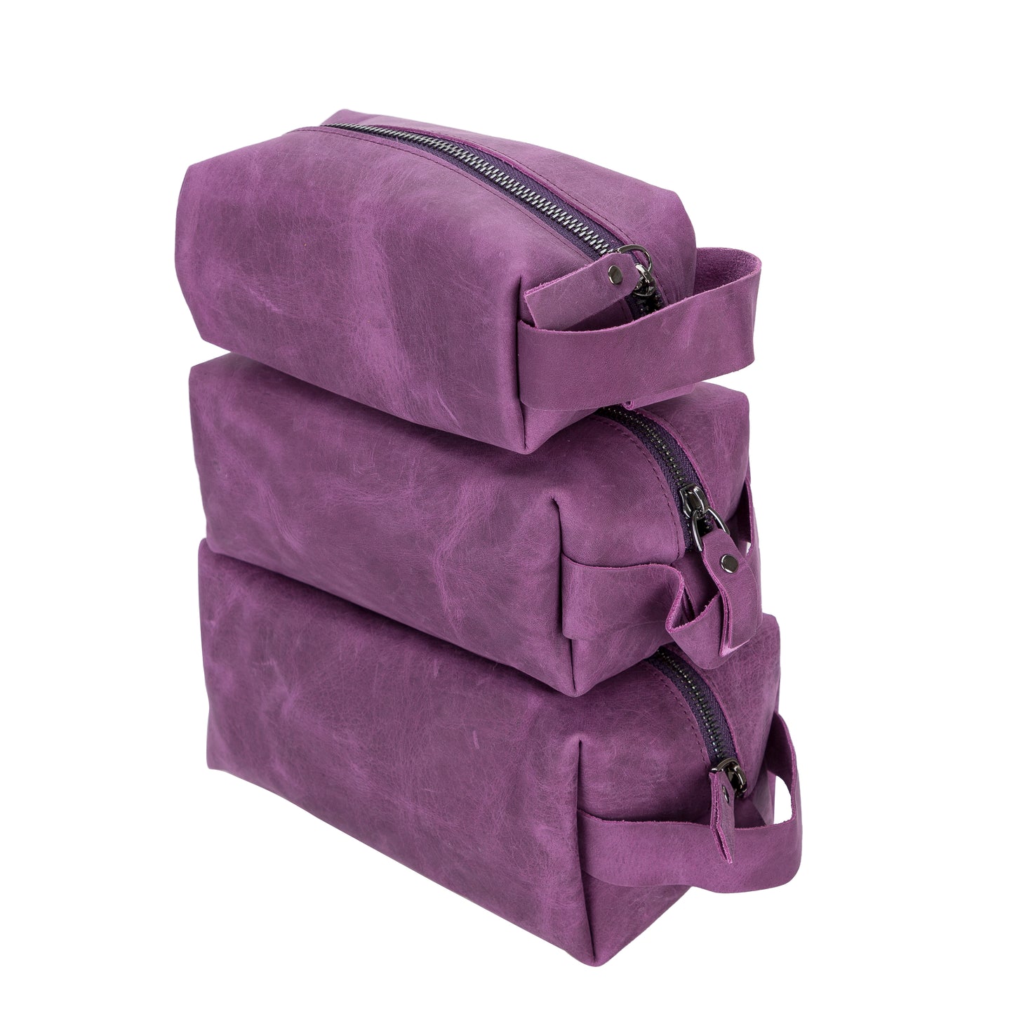 Leather Women Make Up Bag - Purple