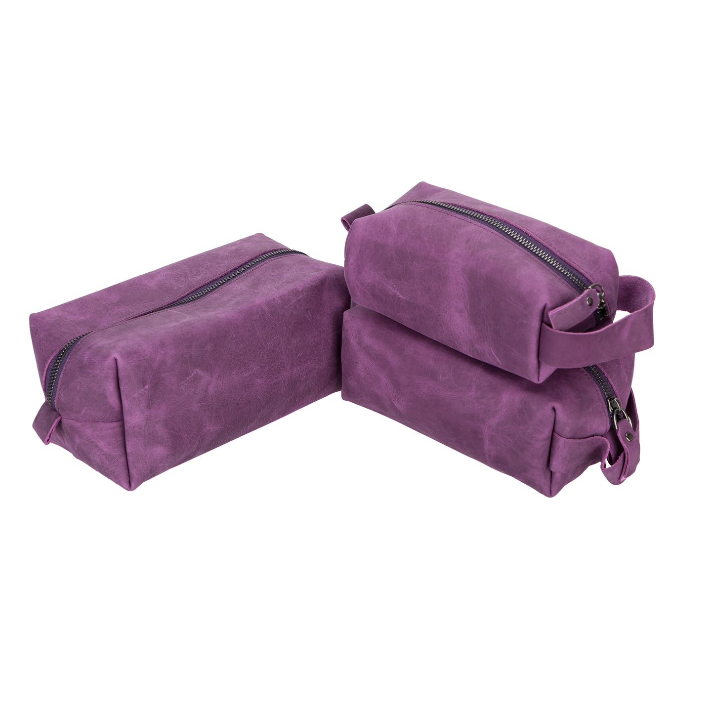 Leather Women Make Up Bag - Purple