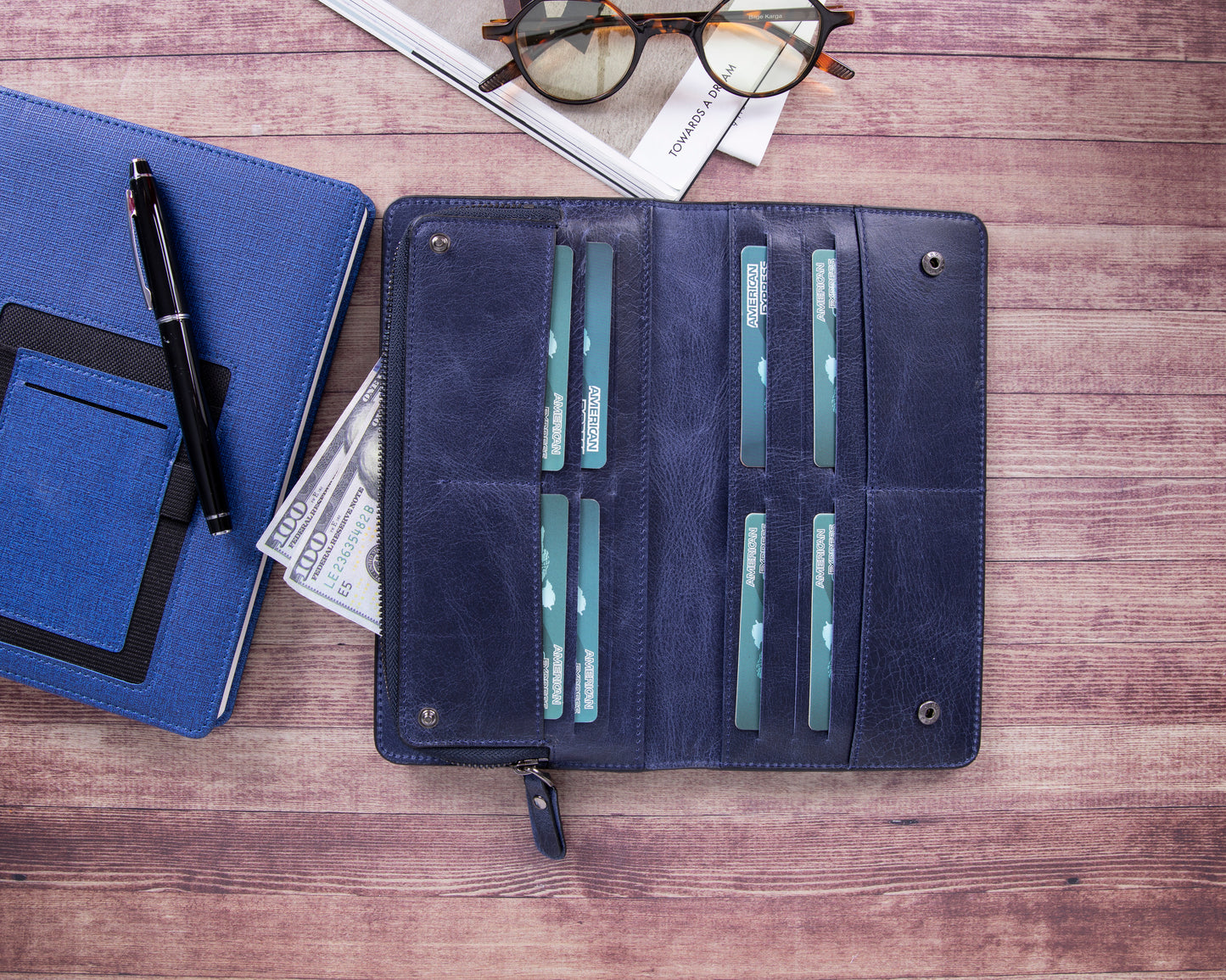 Ascona Leather Women Wallet - Blue