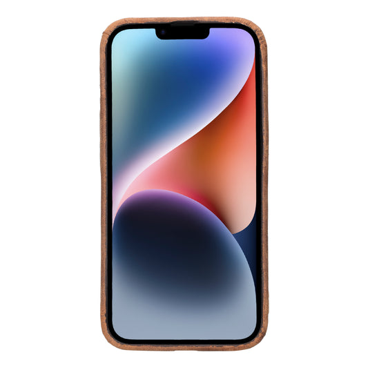 iPhone 14 (6.1") Full Leather MagSafe Snap On Case - Teak Brown