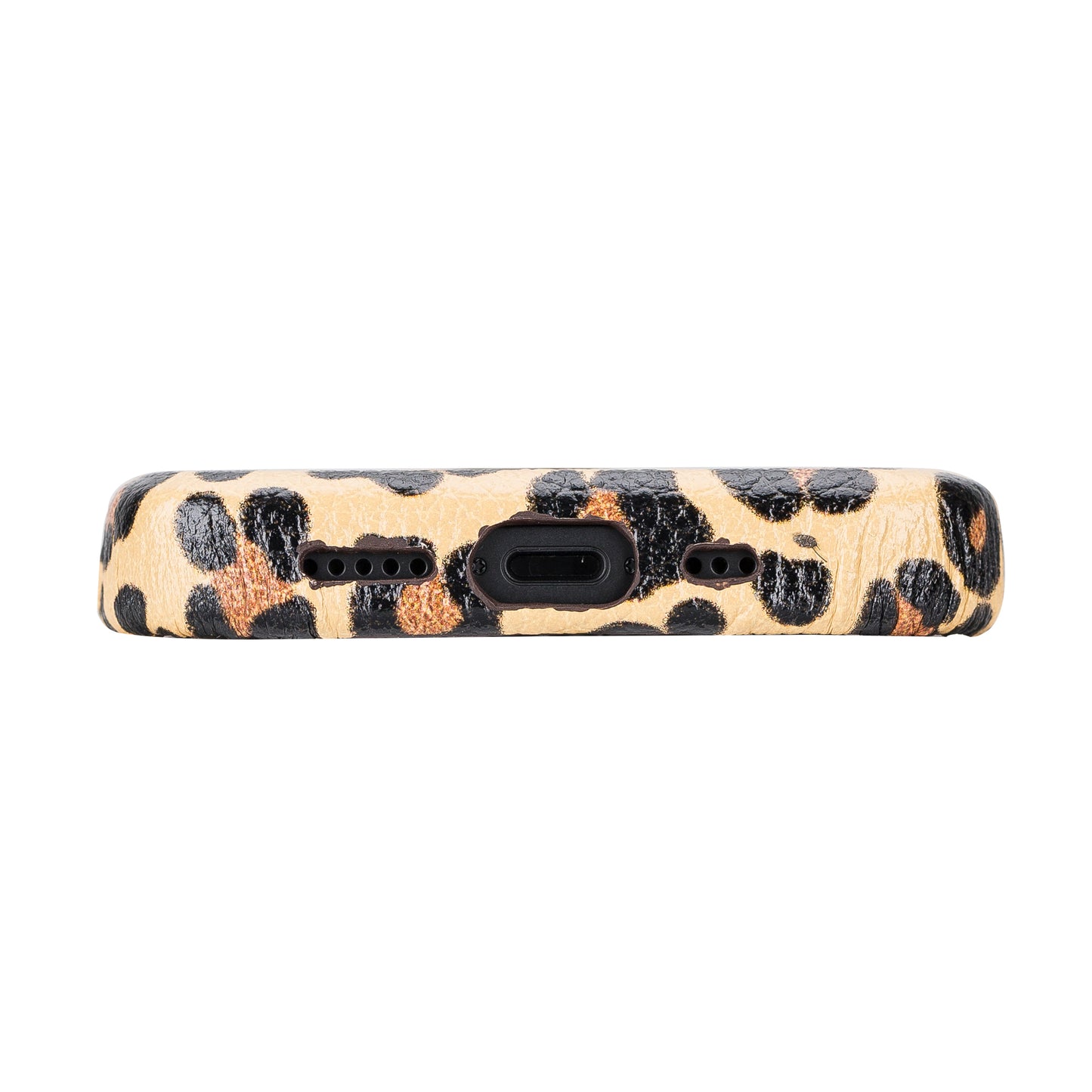 iPhone 14 (6.1") Full Leather MagSafe Snap On Case - Leopard