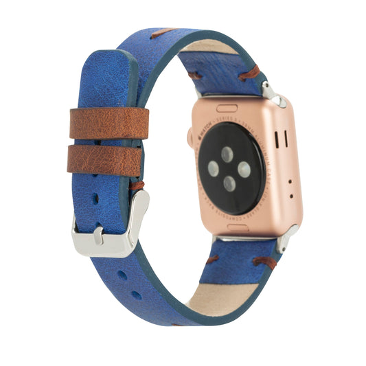 Dual Color Leather Apple Watch Band - Brown/Blue