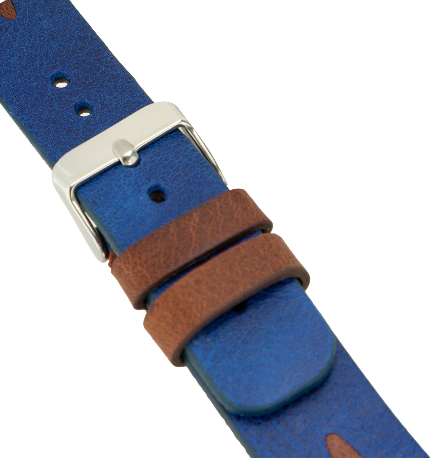 Dual Color Leather Apple Watch Band - Brown/Blue