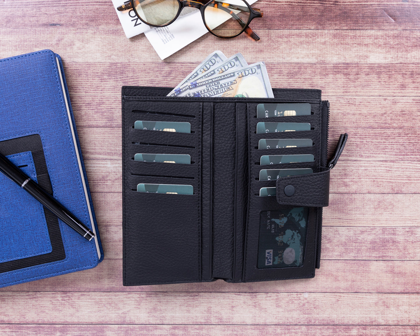Lozan Leather Women Wallet - Palled Black