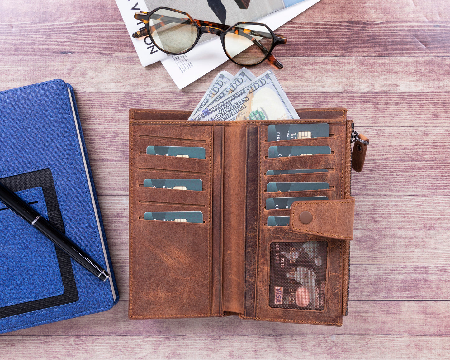 Lozan Leather Women Wallet - Teak Brown
