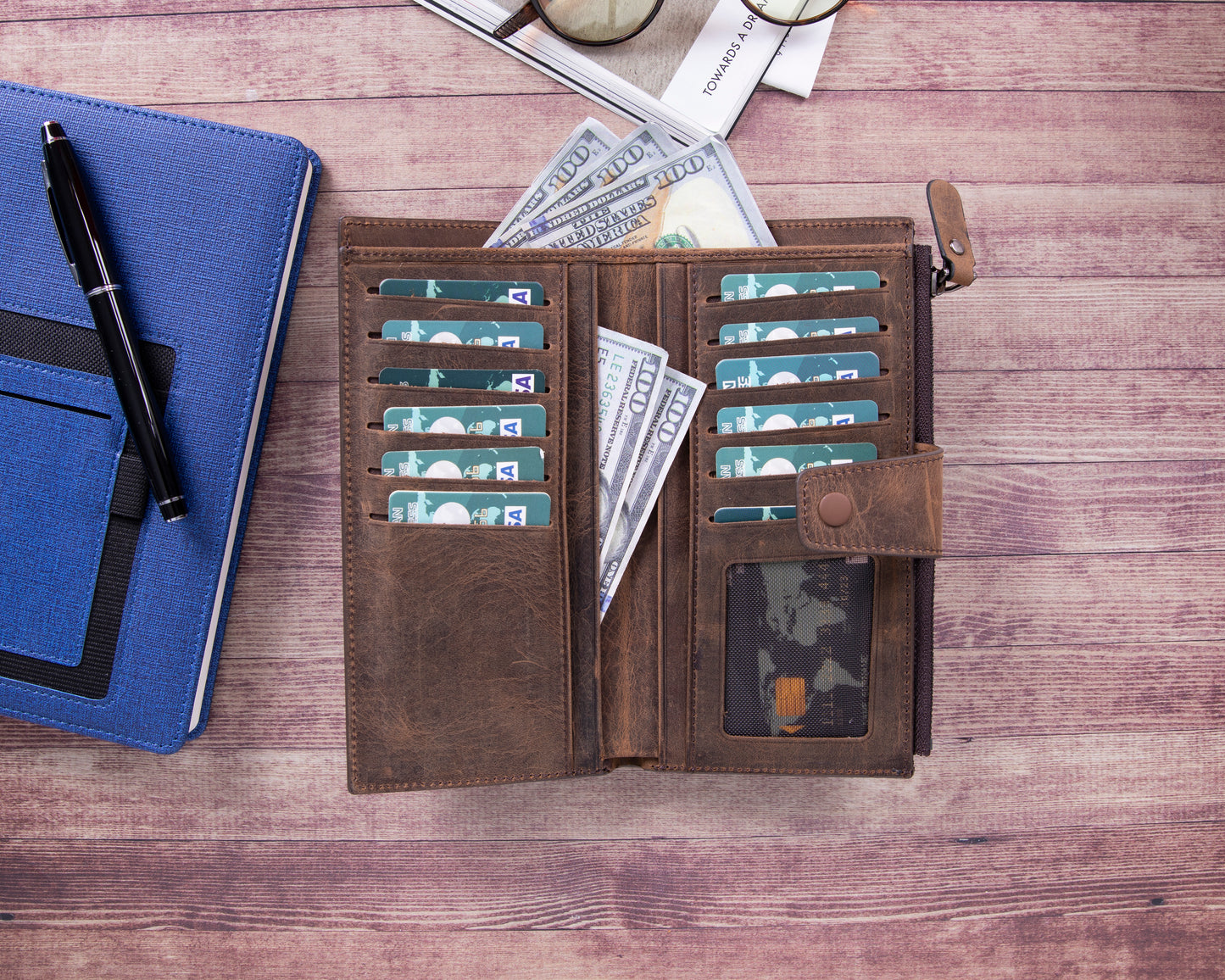 Lozan Leather Women Wallet - Teak Brown