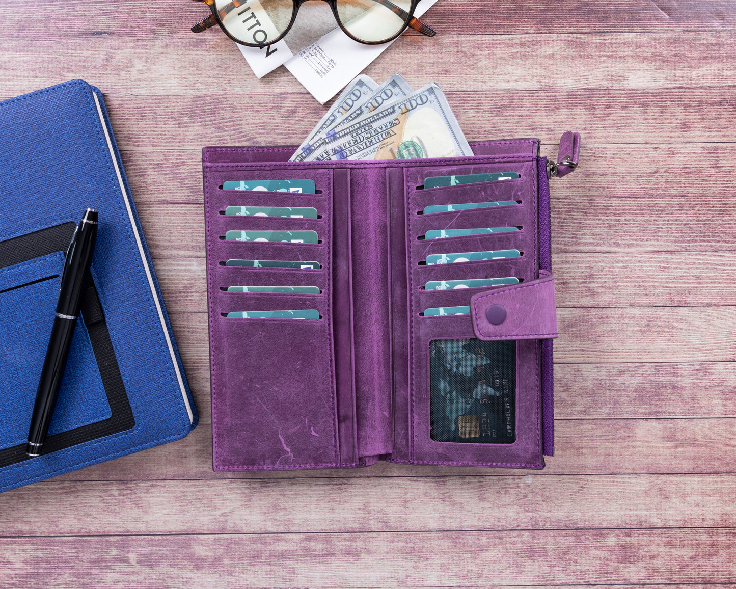 Lozan Leather Women Wallet - Purple