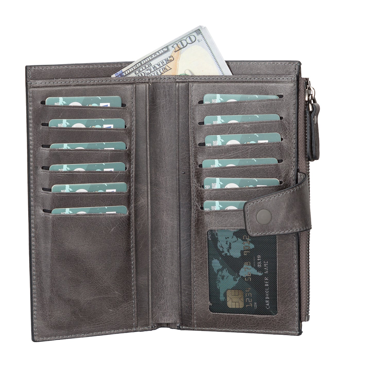 Lozan Leather Women Wallet - Rustic Gray
