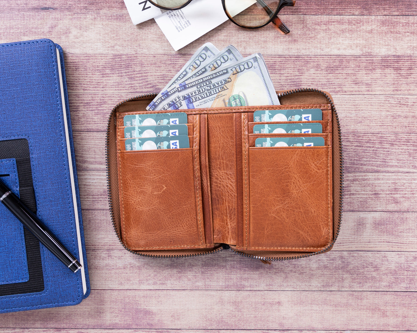 Lugano Leather Women Wallet - Brown