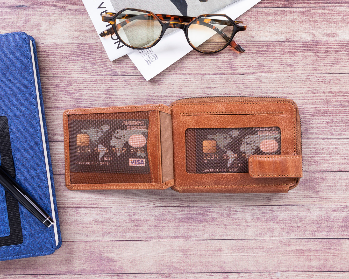 Lugano Leather Women Wallet - Brown