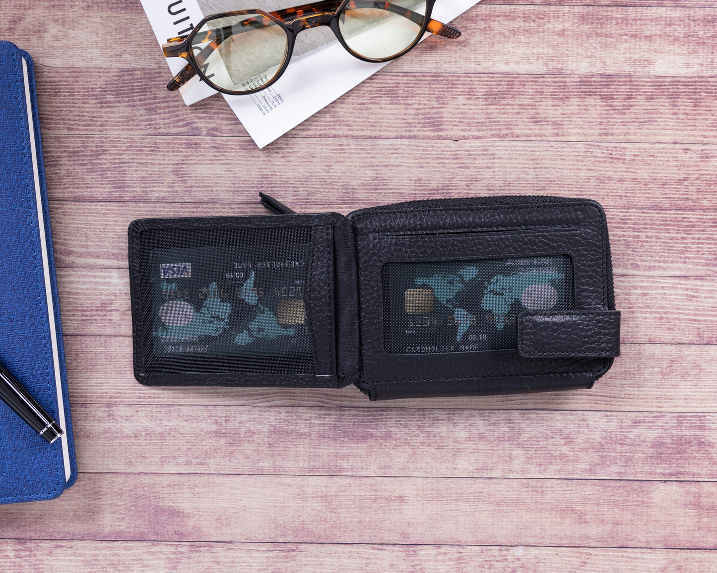 Lugano Leather Women Wallet - Black