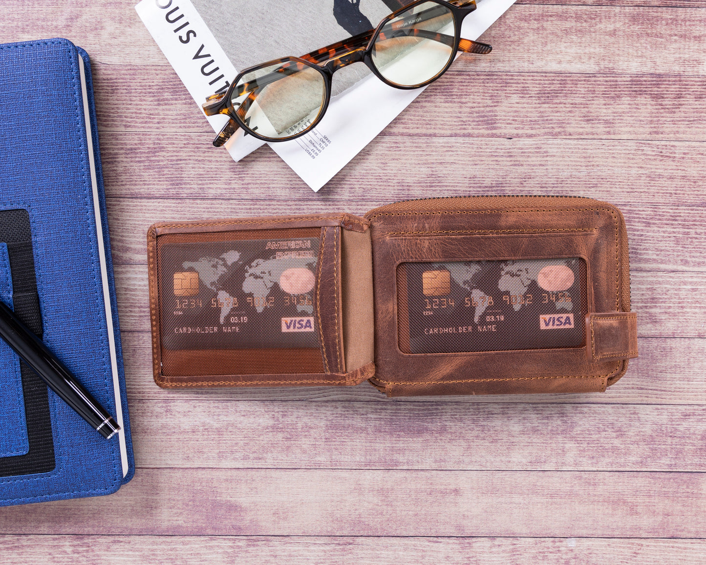 Lugano Leather Women Wallet - Teak Brown