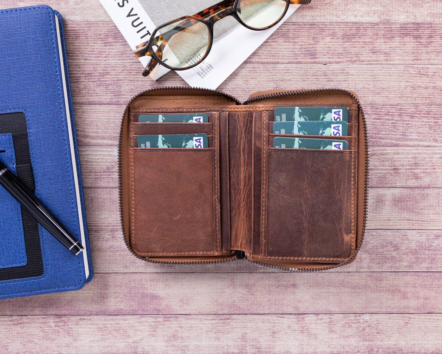 Lugano Leather Women Wallet - Teak Brown