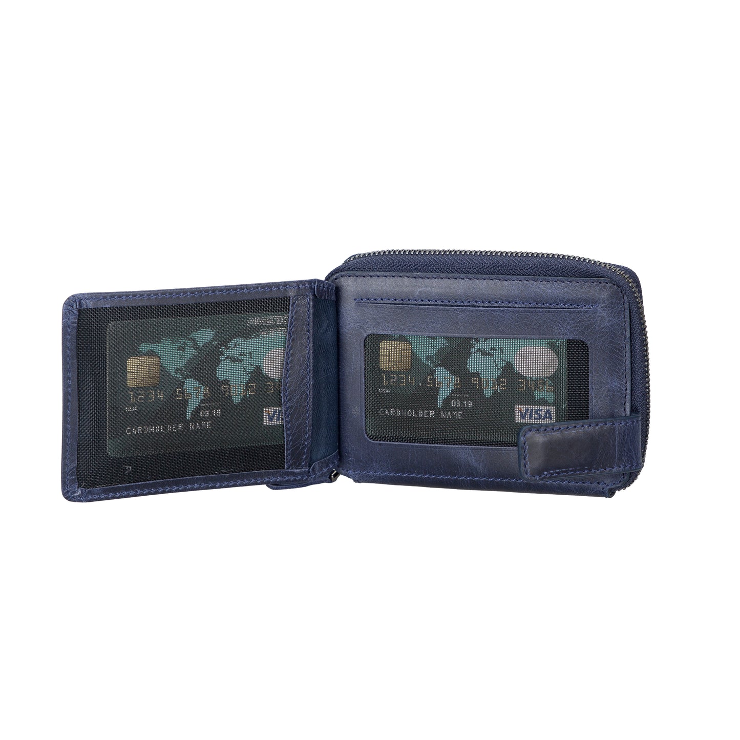 Lugano Leather Women Wallet - Blue