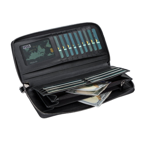 Nikea Leather Women Wallet - Rustic Black