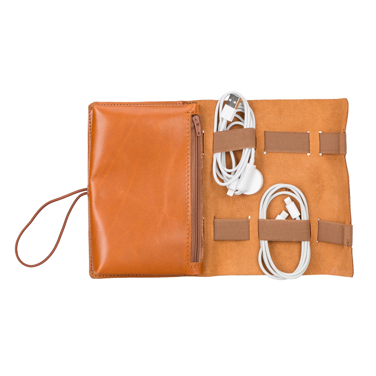 Leather Cable Organizer - Rustic Brown