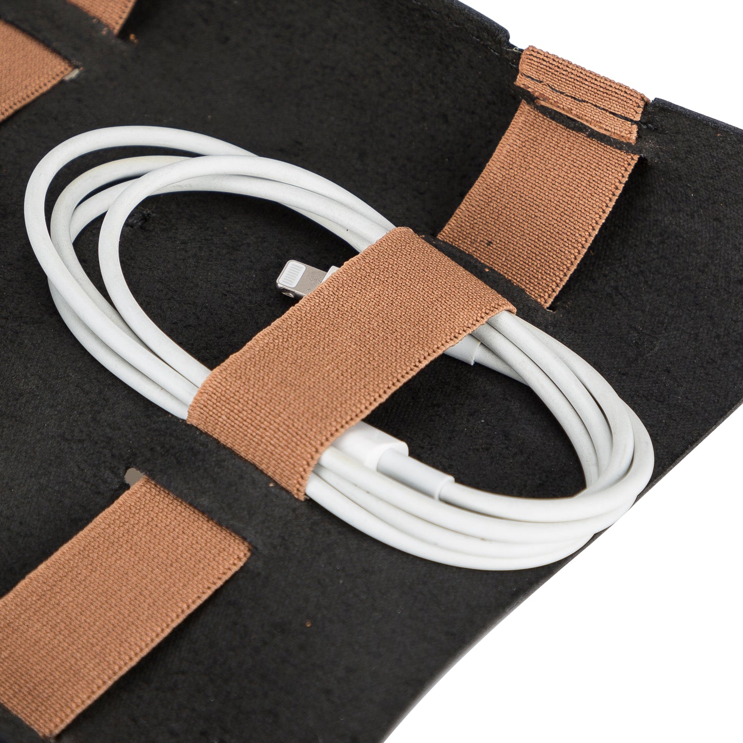 Leather Cable Organizer - Rustic Black