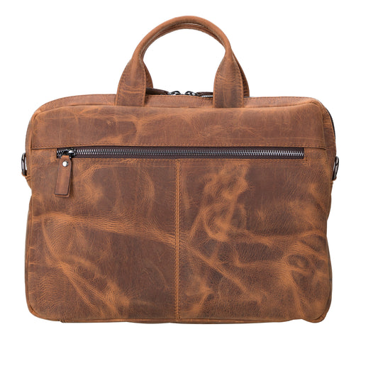 Leather Notebook/Macbook Bag 14" - Teak Brown