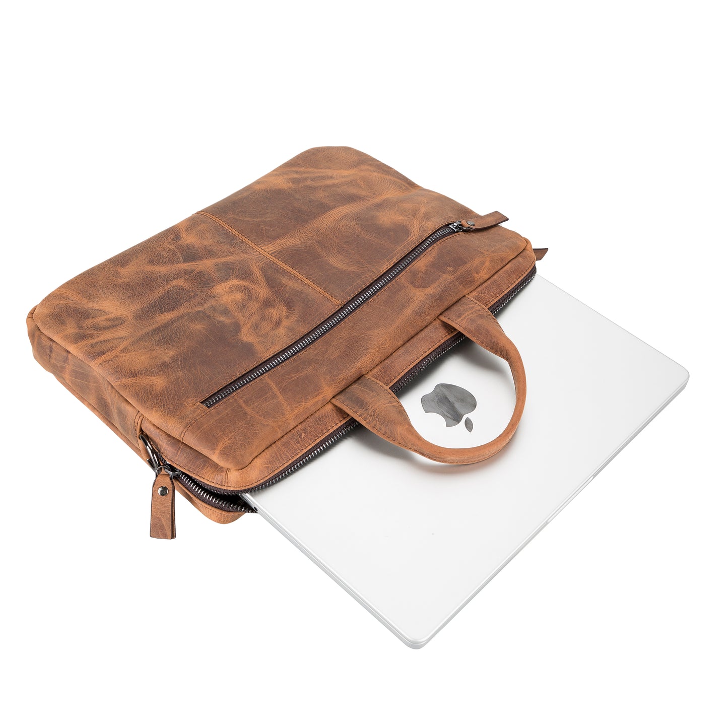 Leather Notebook/Macbook Bag 16" - Teak Brown