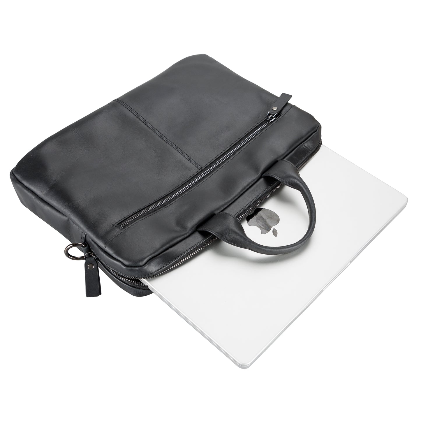 Leather Notebook/Macbook Bag 14" - Rustic Black