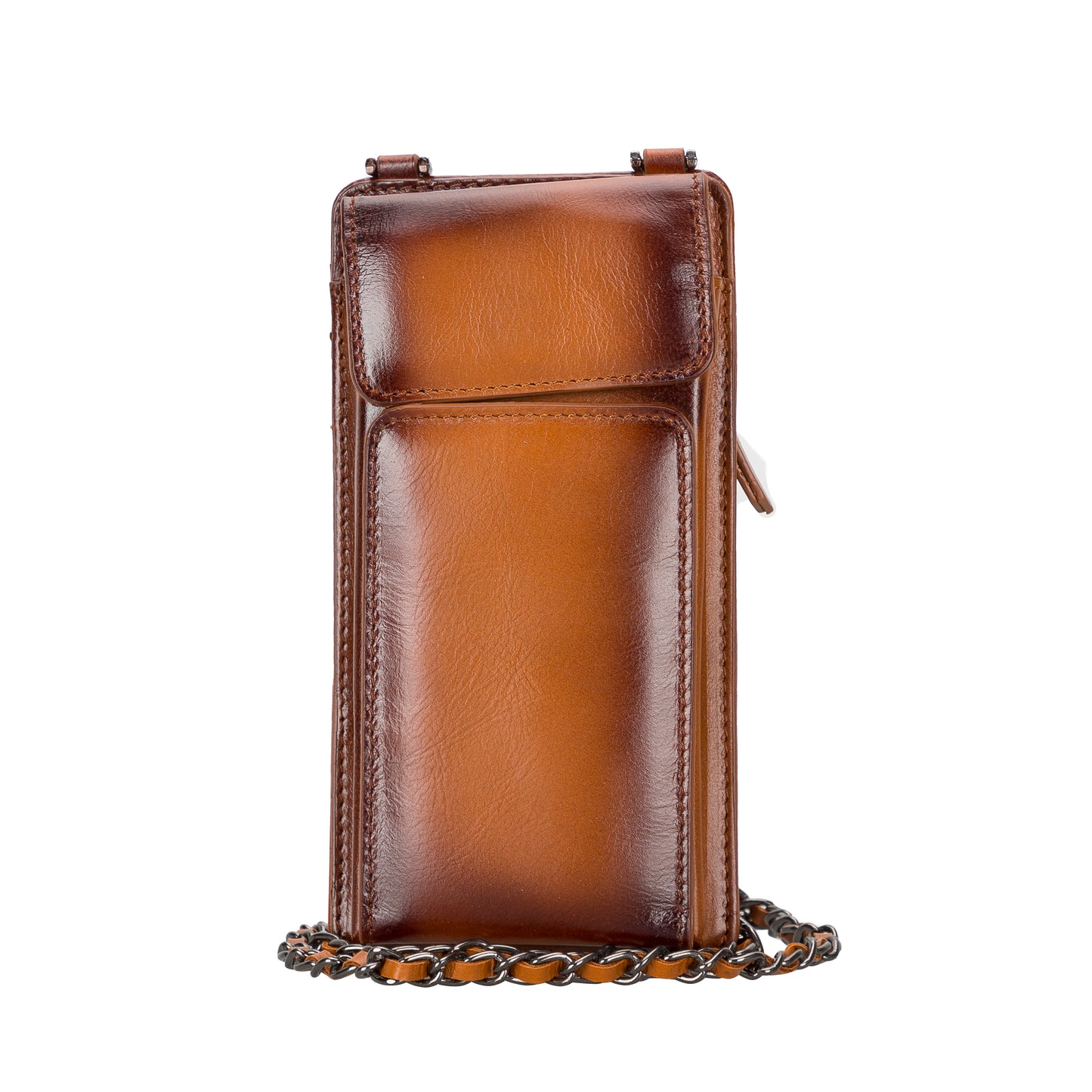 Awjin Leather Phone Bag Up to 6.7" - Rustic Brown