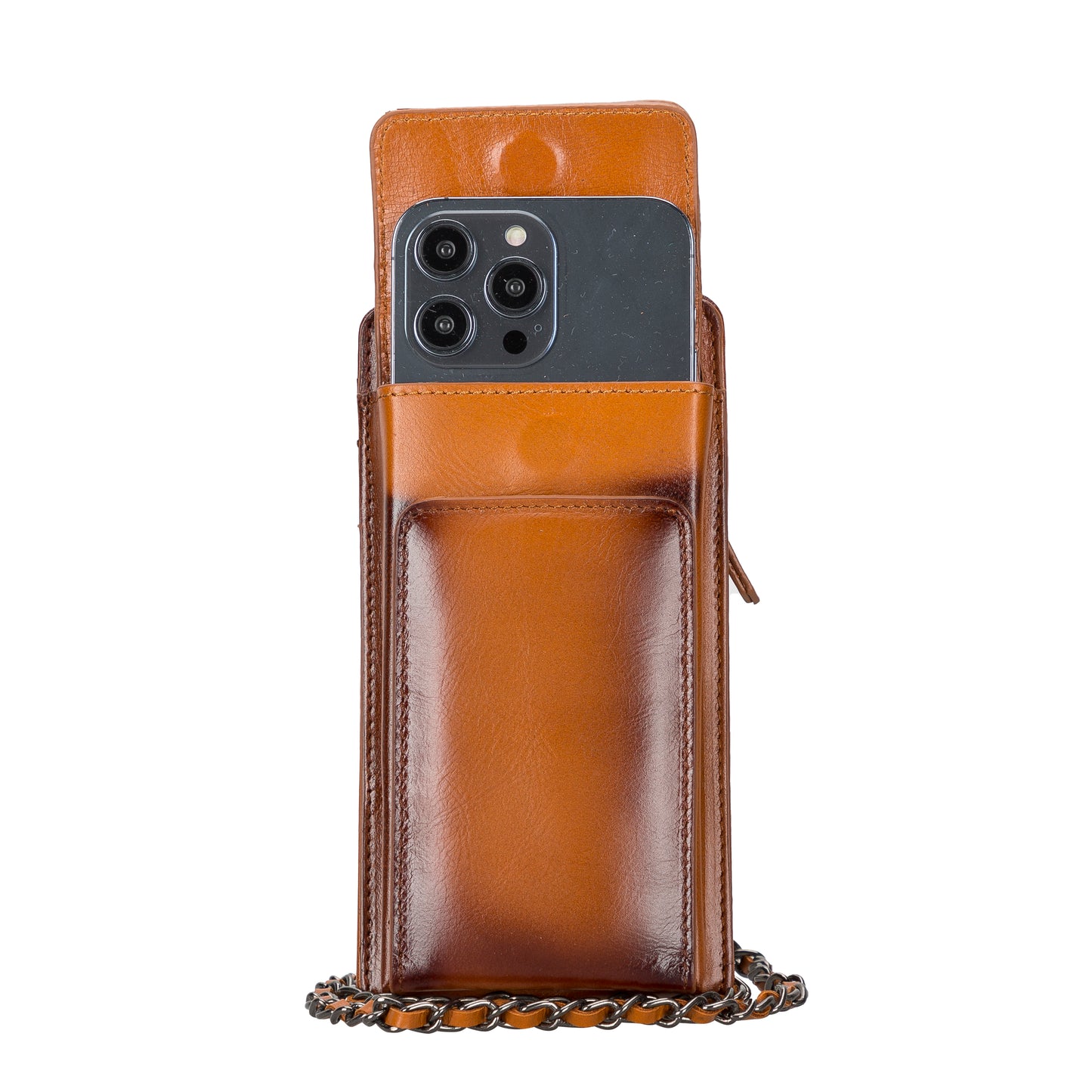 Awjin Leather Phone Bag Up to 6.7" - Rustic Brown