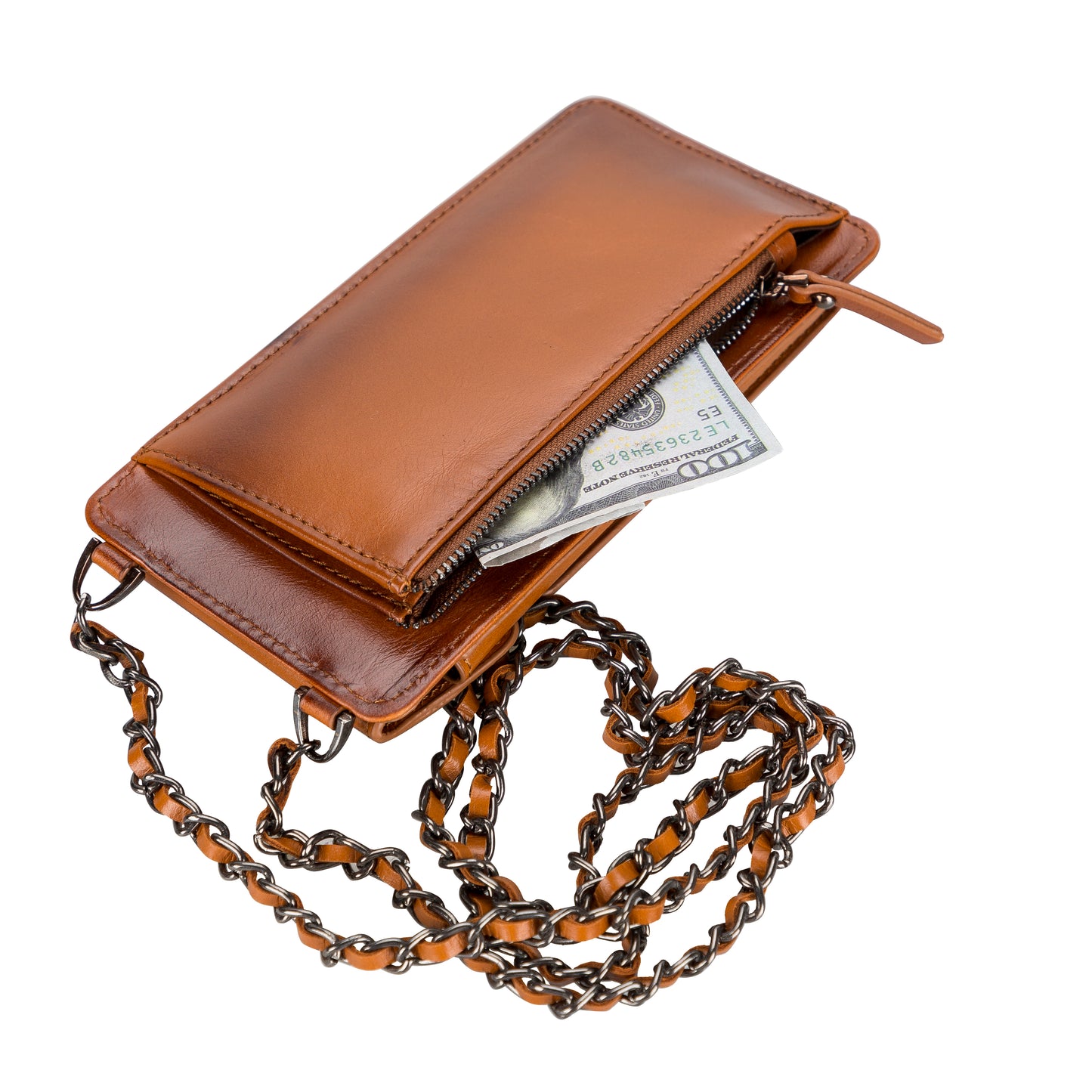Awjin Leather Phone Bag Up to 6.7" - Rustic Brown