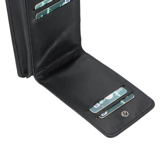 Awjin Leather Phone Bag Up to 6.7" - Rustic Black