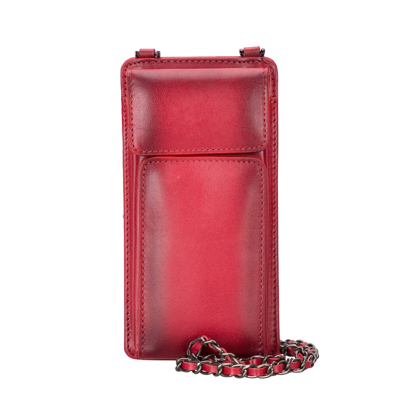 Awjin Leather Phone Bag Up to 6.7" - Rustic Red