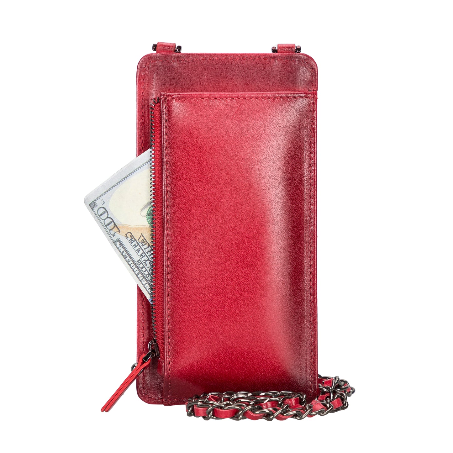 Awjin Leather Phone Bag Up to 6.7" - Rustic Red