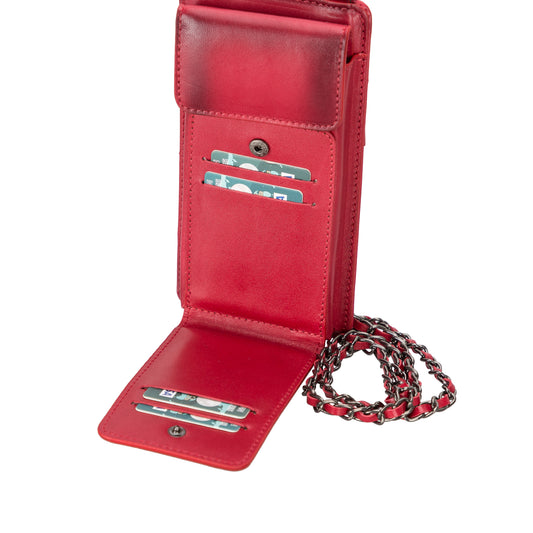 Awjin Leather Phone Bag Up to 6.7" - Rustic Red