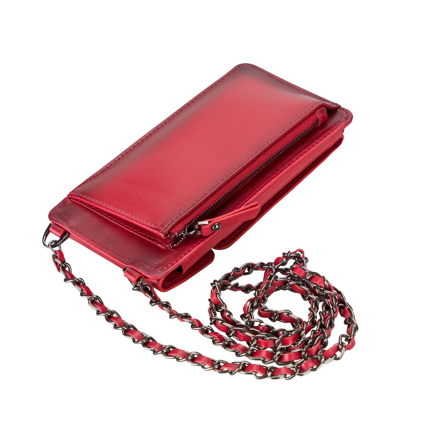 Awjin Leather Phone Bag Up to 6.7" - Rustic Red