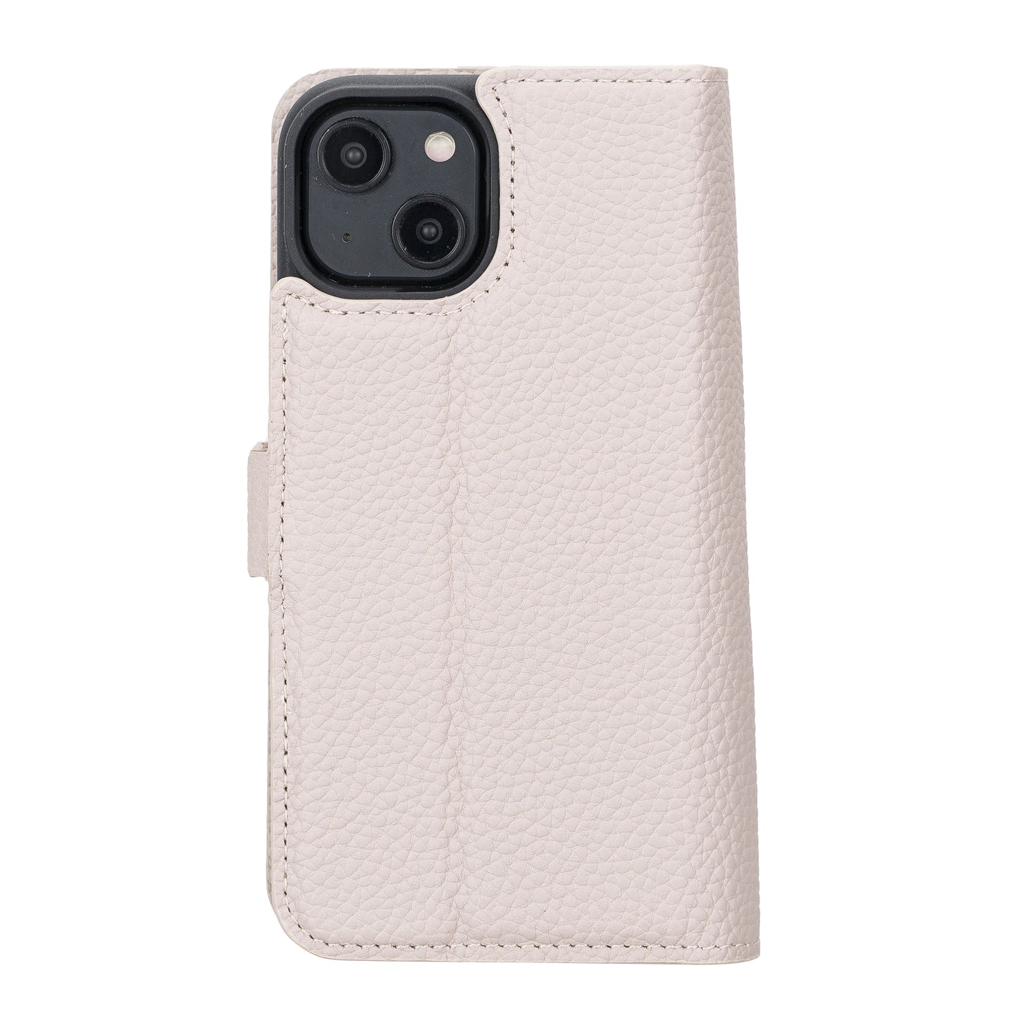 iPhone 14 (6.1") Leather MagSafe RFID Detachable Double Wallet Case - Beige