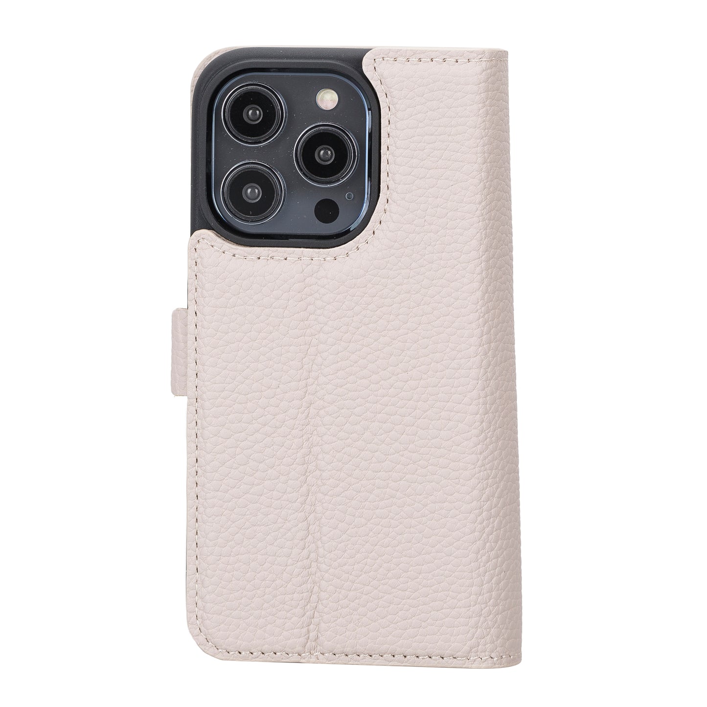 iPhone 14 Pro (6.1") Leather MagSafe RFID Detachable Double Wallet Case - Beige