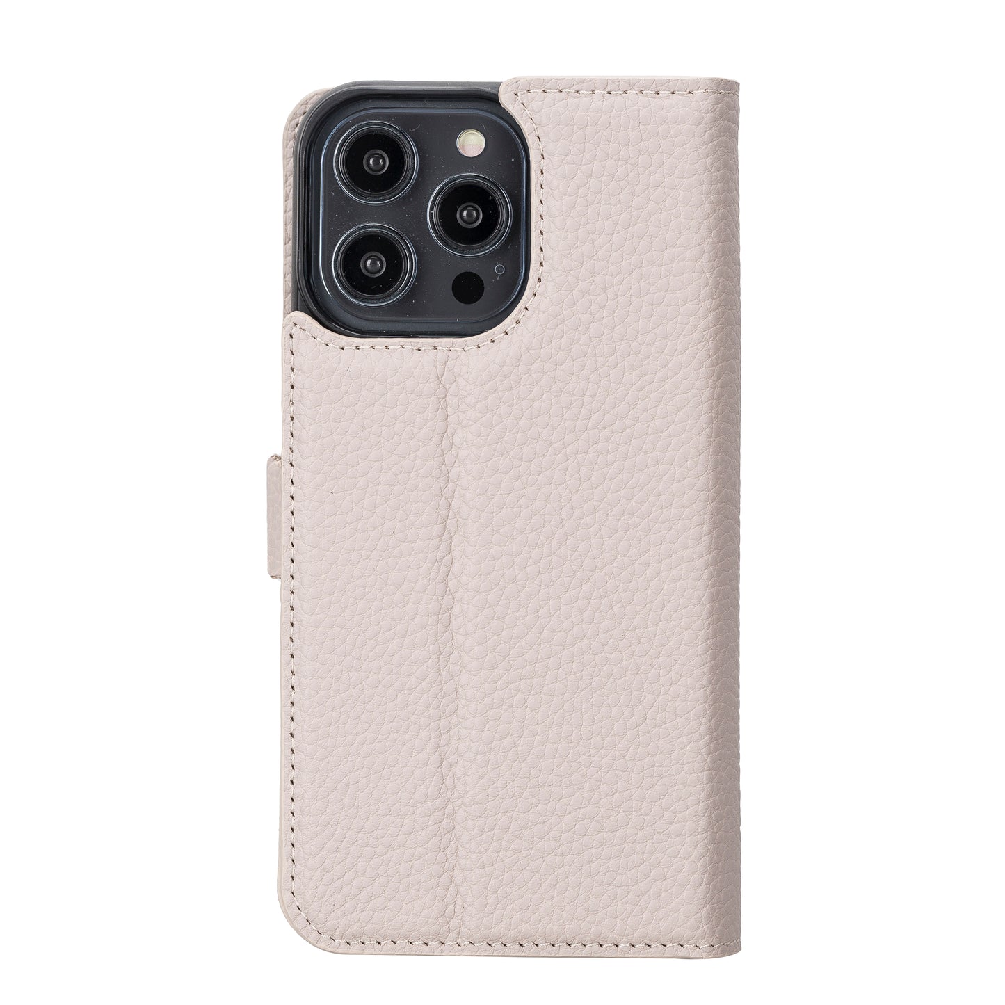 iPhone 14 Pro Max (6.7") Leather MagSafe RFID Detachable Double Wallet Case - Beige