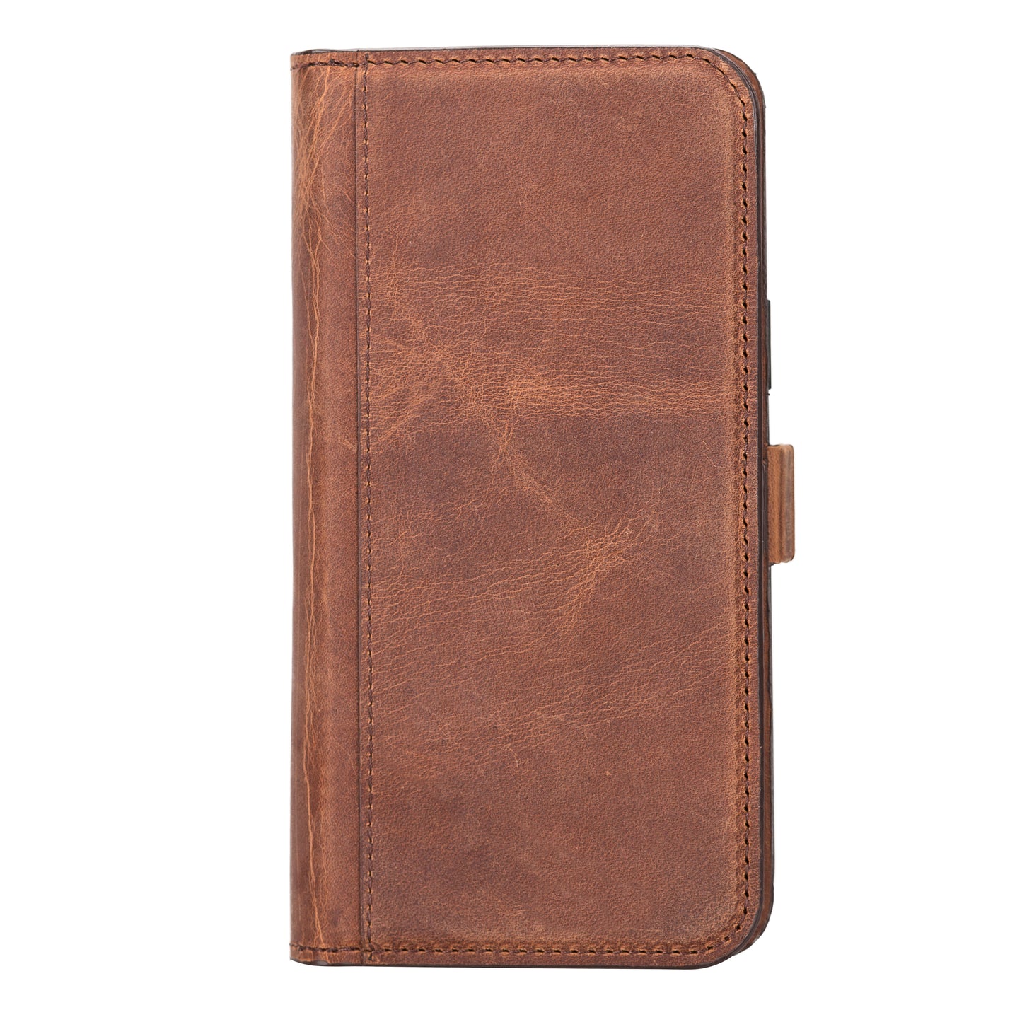 iPhone 14 Plus (6.7") Leather MagSafe RFID Detachable Double Wallet Case - Teak Brown