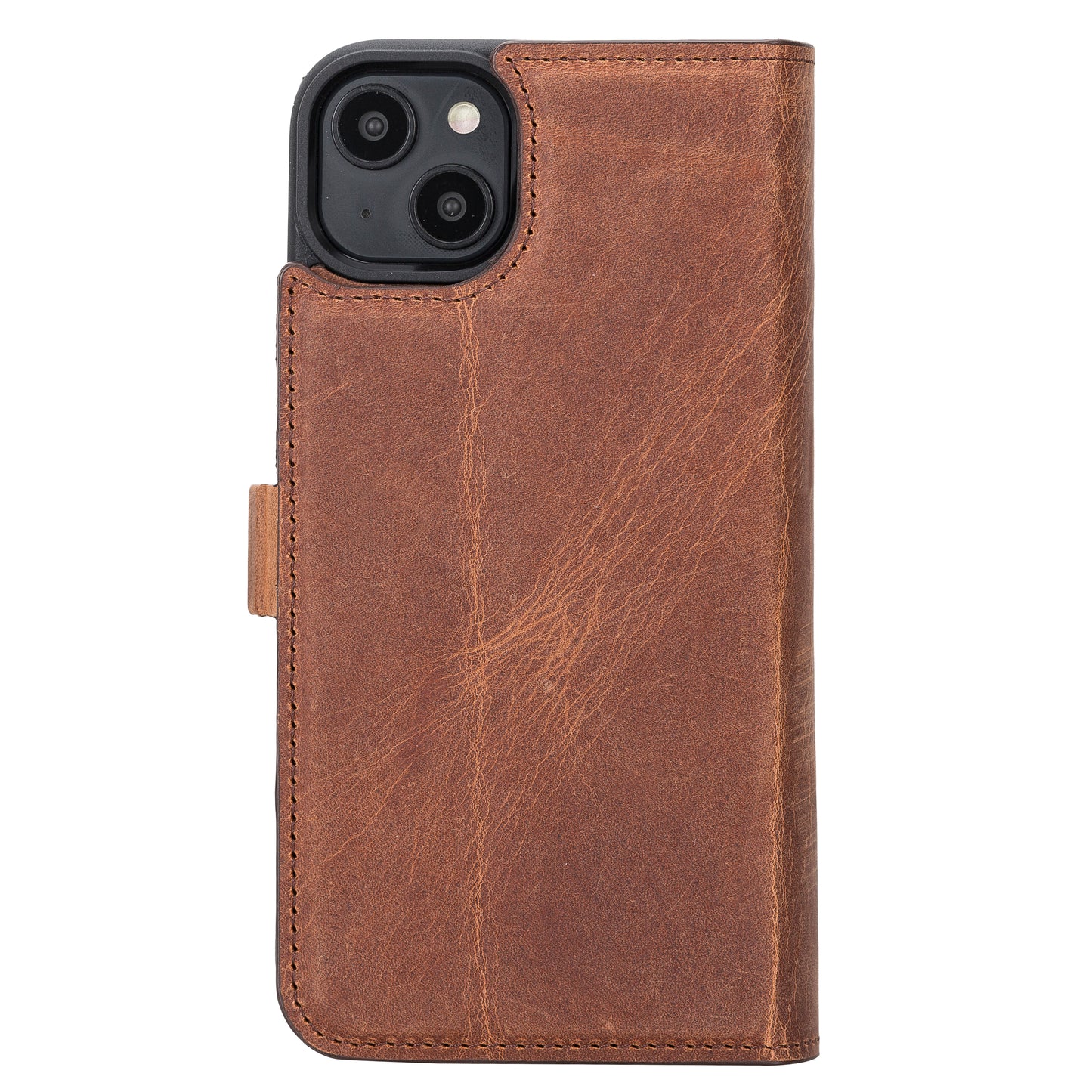 iPhone 14 Plus (6.7") Leather MagSafe RFID Detachable Double Wallet Case - Teak Brown
