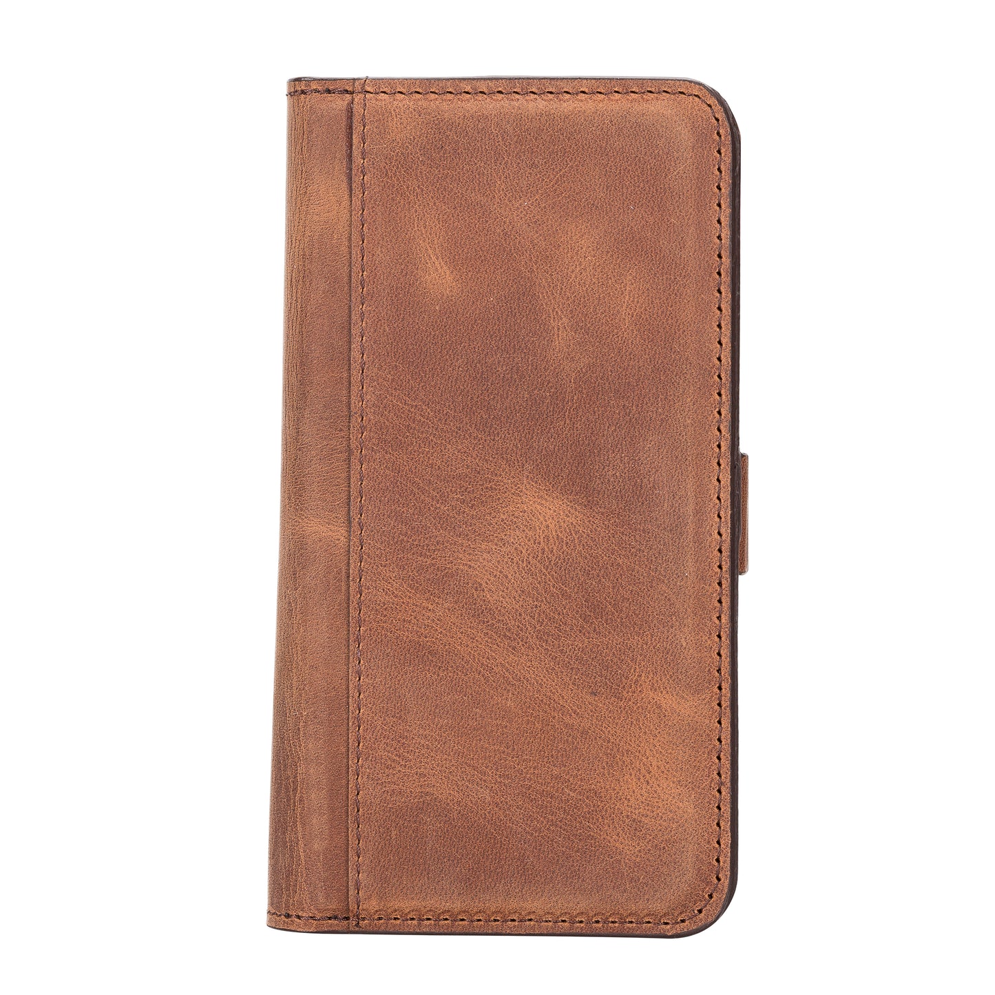 iPhone 14 Pro (6.1") Leather MagSafe RFID Detachable Double Wallet Case - Teak Brown