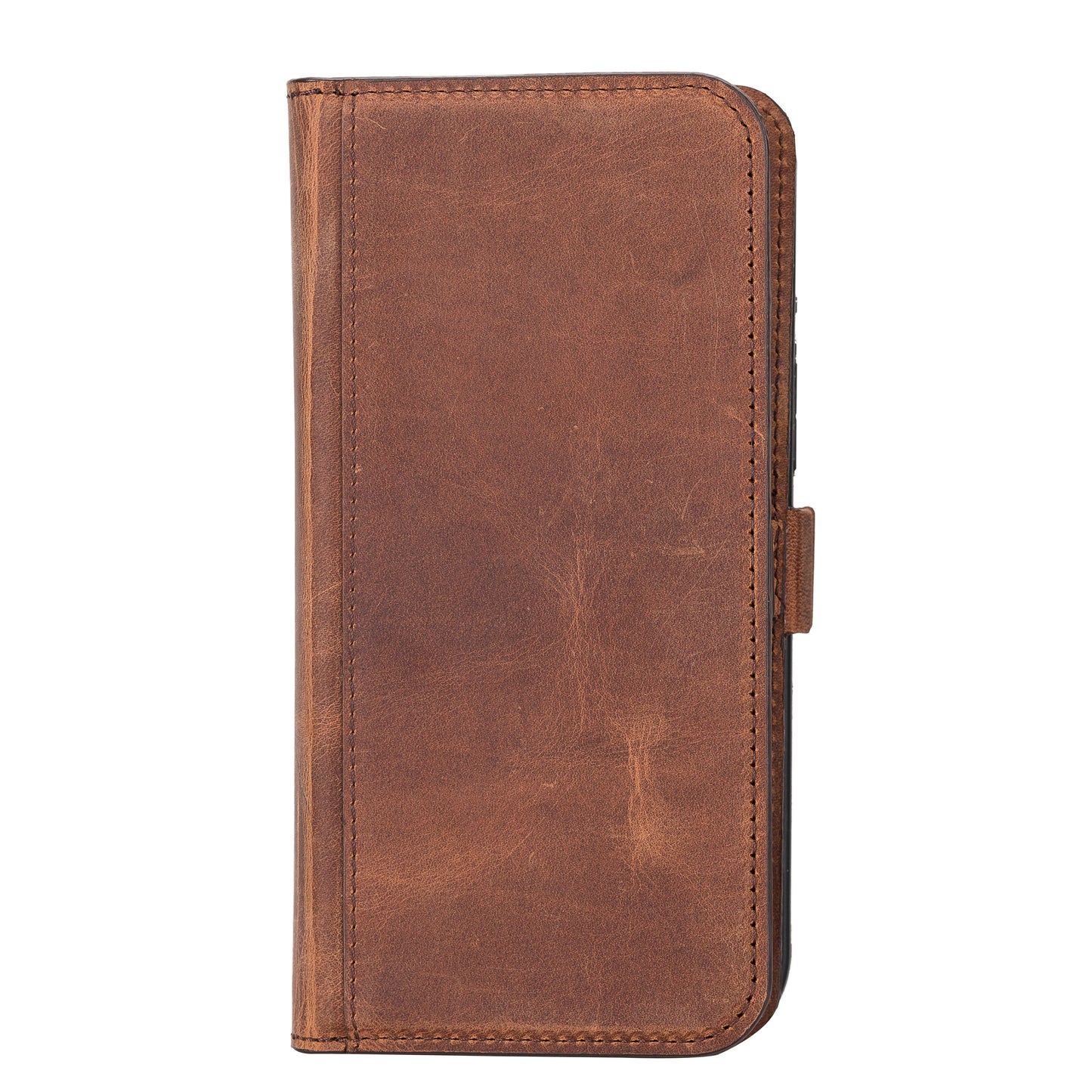 iPhone 14 Pro Max (6.7") Leather MagSafe RFID Detachable Double Wallet Case - Teak Brown