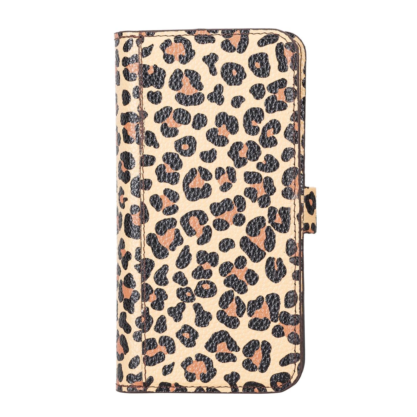 iPhone 14 Pro (6.1") Leather MagSafe RFID Detachable Double Wallet Case - Leopard