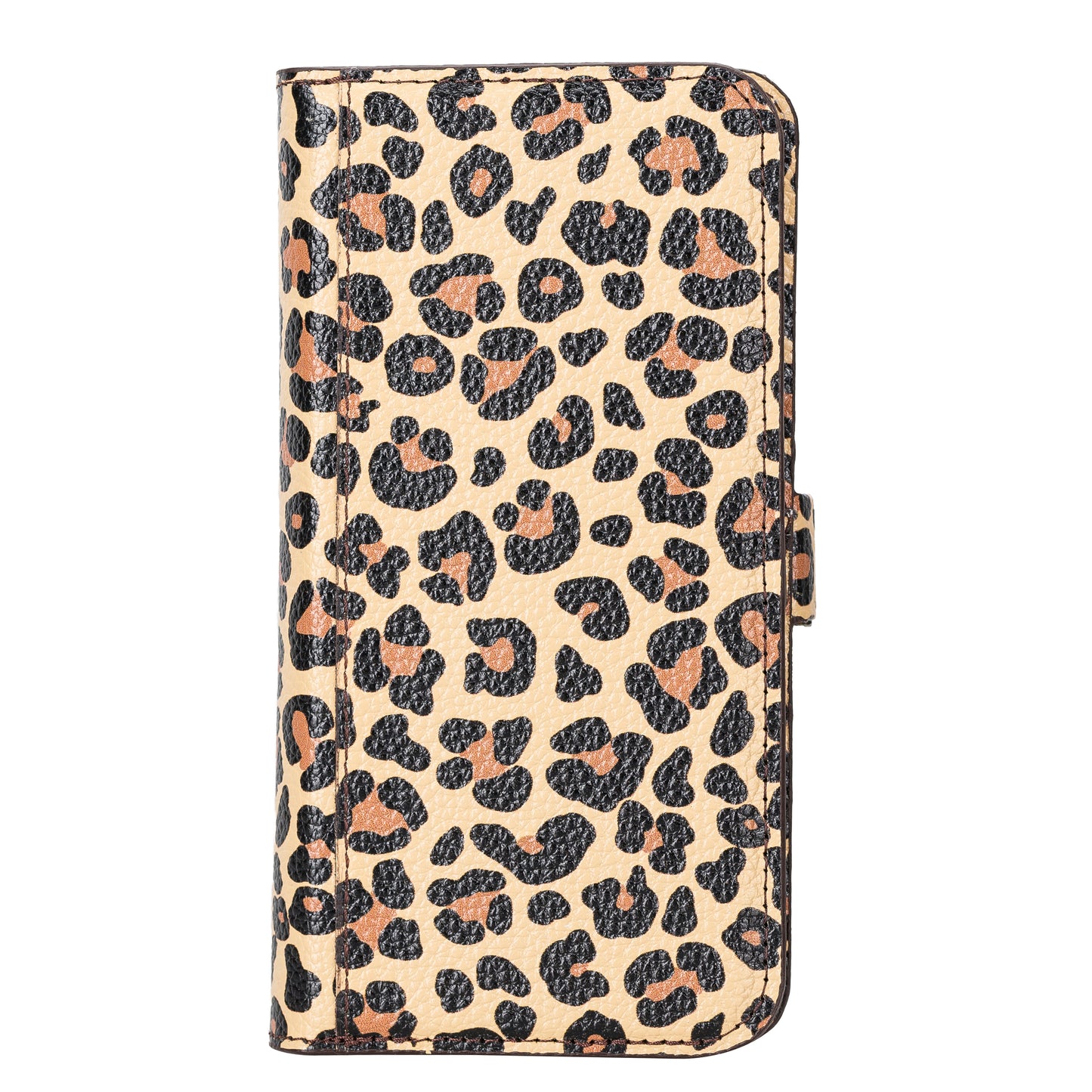 iPhone 14 Pro Max (6.7") Leather MagSafe RFID Detachable Double Wallet Case - Leopard